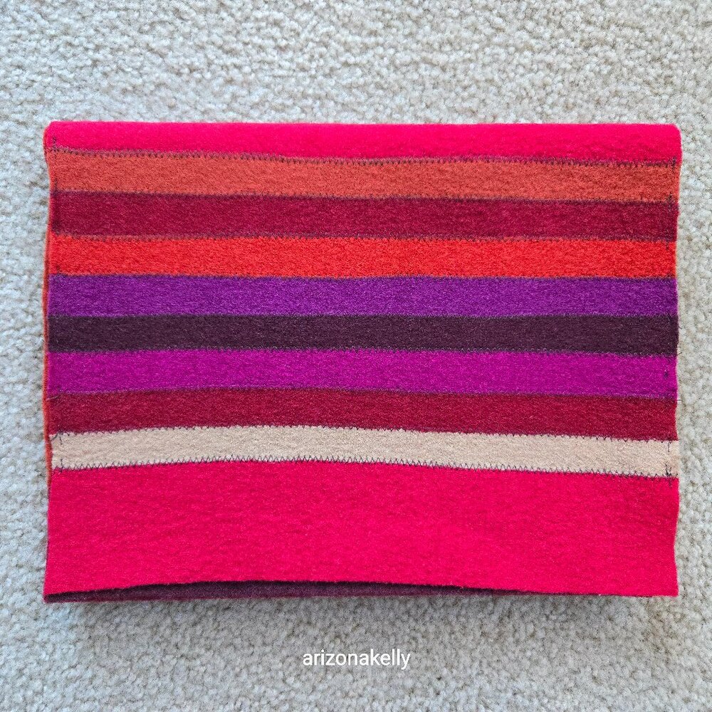 100% Wool Scarf Felted Textured Segmented Colorful Boho Coldwater Creek - Picture 2 of 10